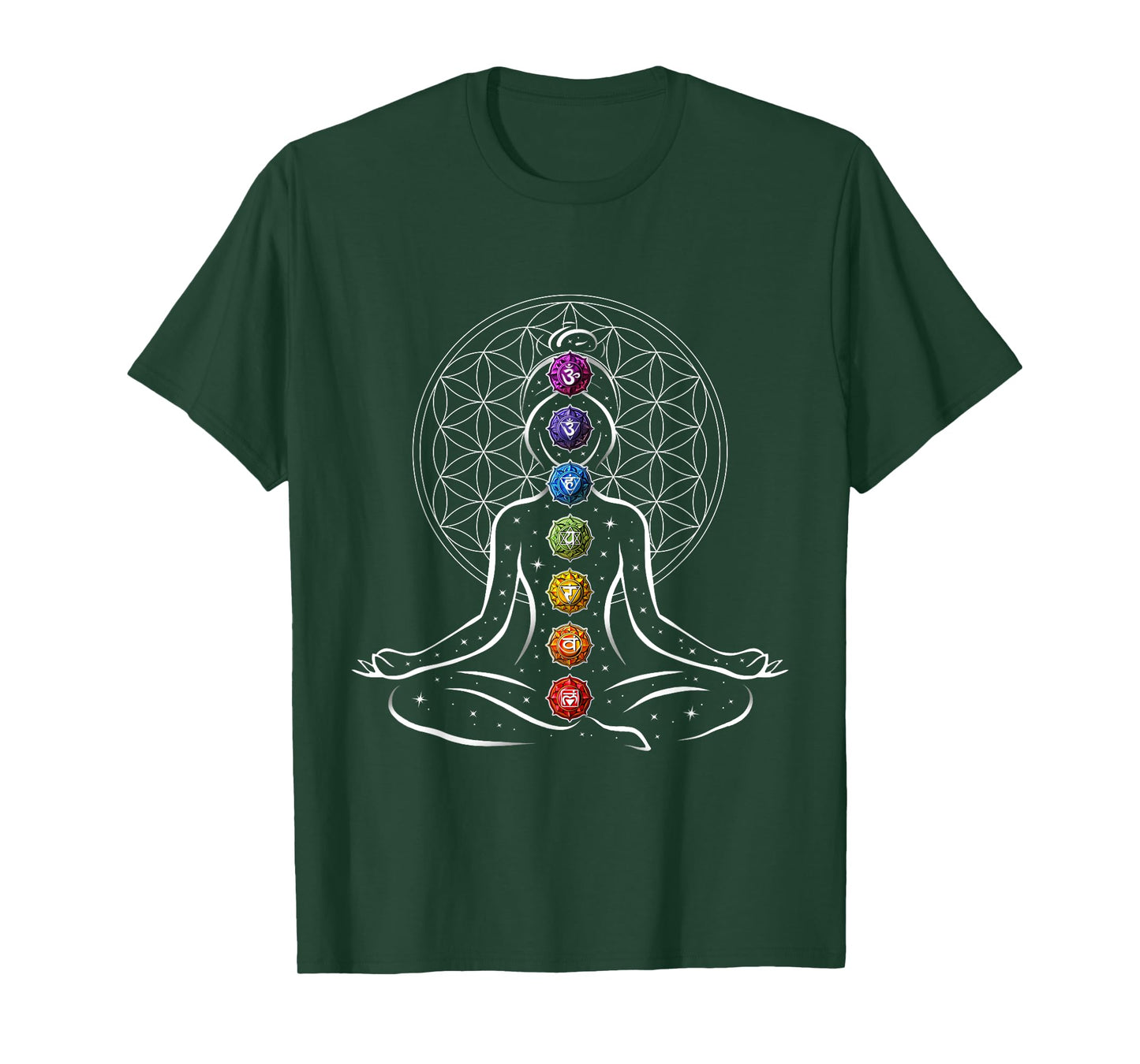 Yoga Meditation Chakras Zen Flower of Life Sacred Geometry T-Shirt