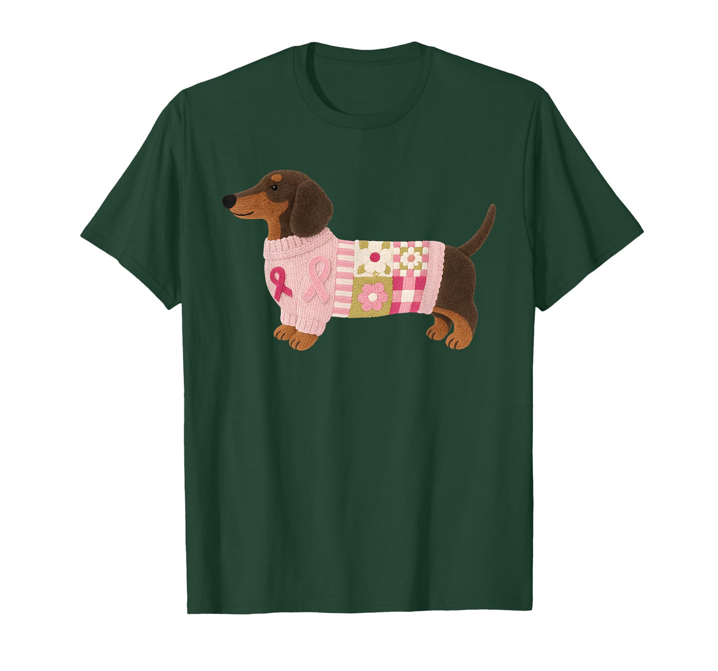 Dachshund Pink Ribbon Breast Cancer Awareness T-Shirt