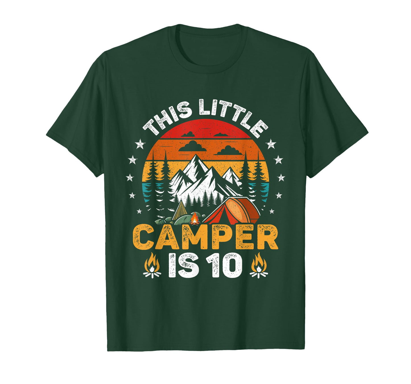 This Little Camper is 10 Year Old 10th Birthday Camping Bday T-Shirt