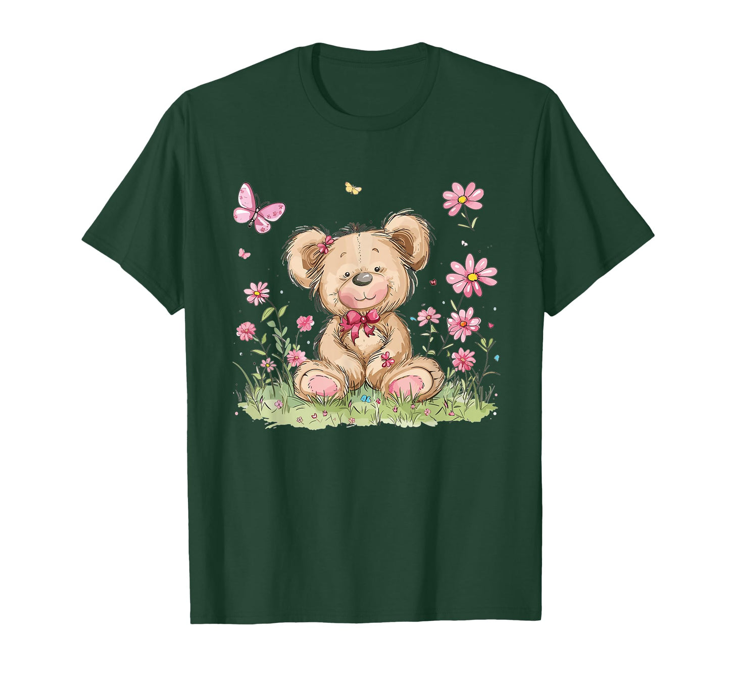Cute Teddy Bear With Flowers I Kids Teddy T-Shirt