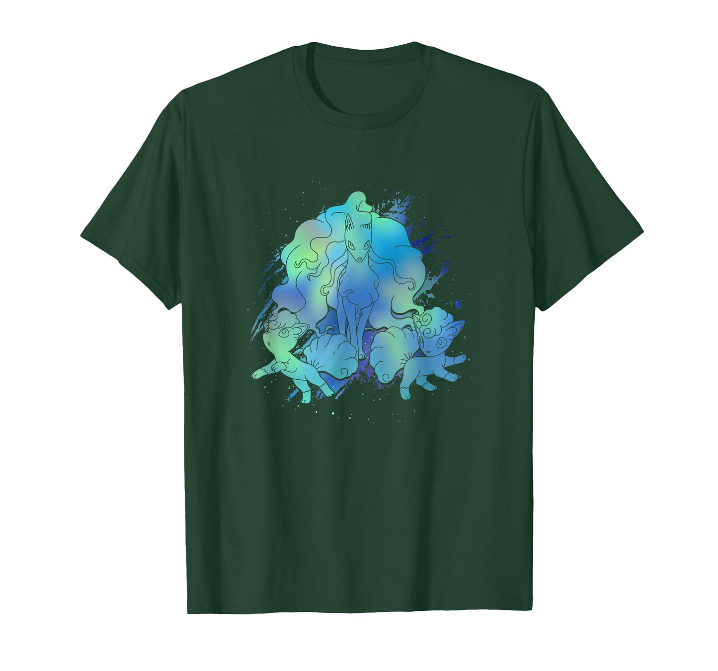 Pokémon Alolan Ninetales & Vulpix Beautiful Northern Lights T-Shirt