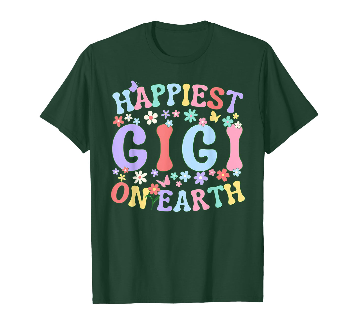 Happiest Gigi On Earth Family Trip Squad Groovy Grandma T-Shirt