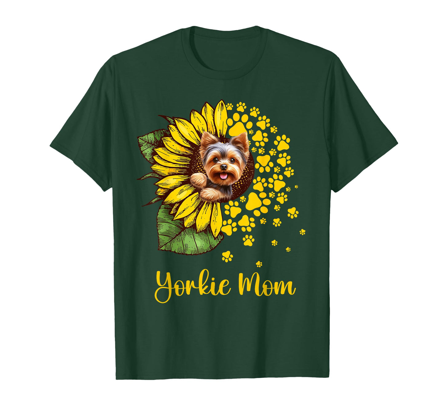 Womens Sunflower Yorkie Mom Dog Lover T-Shirt