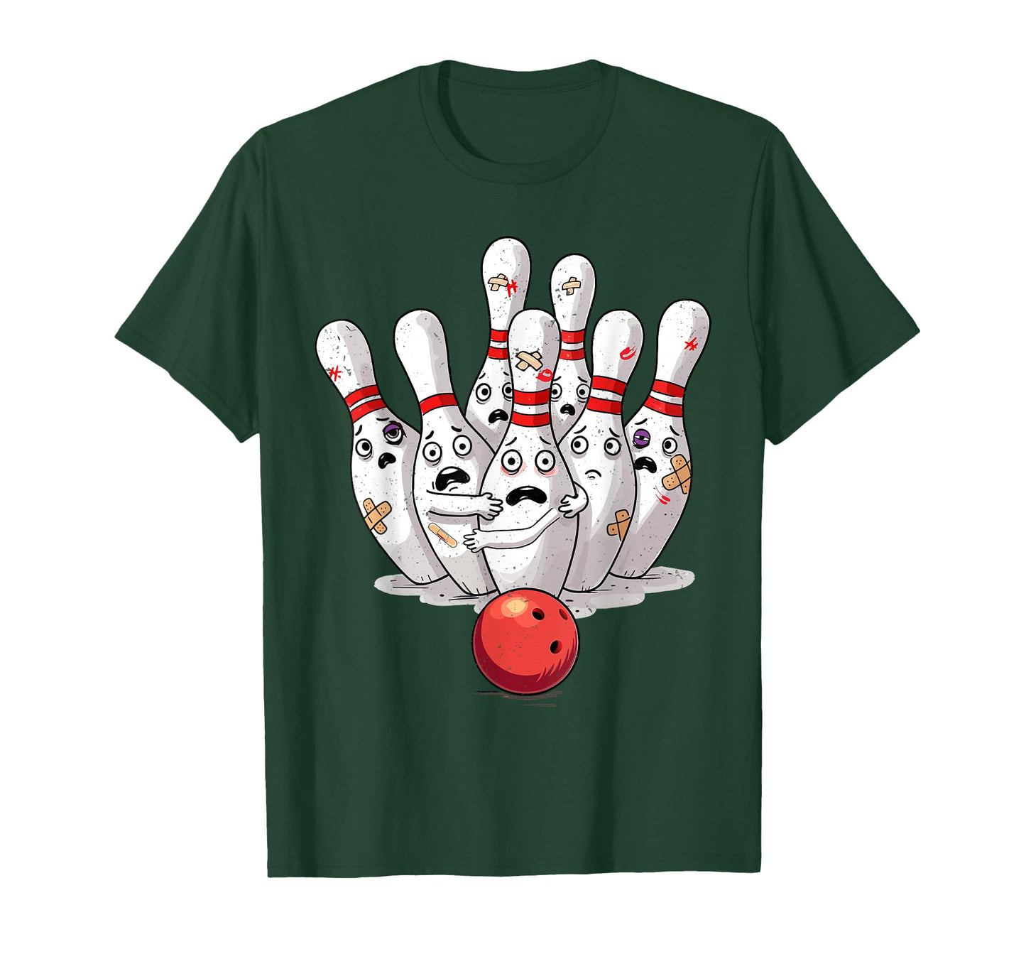 Funny Sport Bowler Scared Bowling Pins Retro Sunset Design T-Shirt