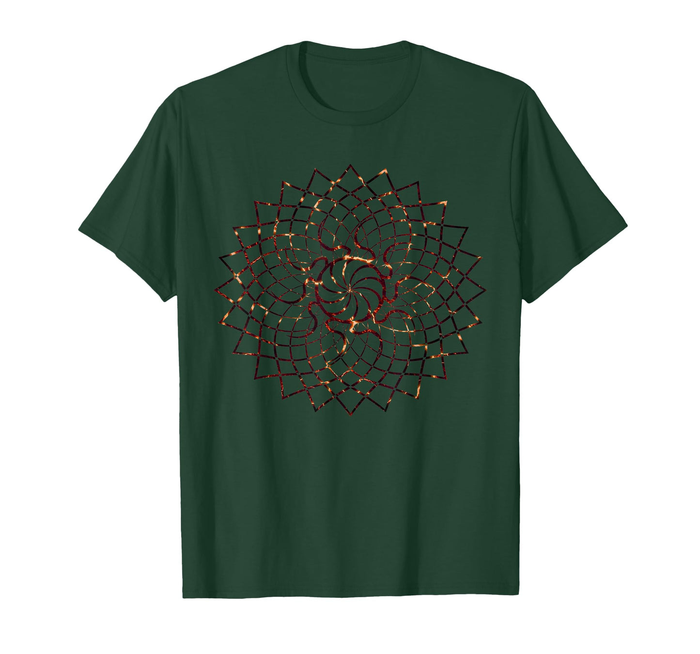 Red Lava Mandala Geometry Sacred Gaia Art Yoga Mantra T-Shirt