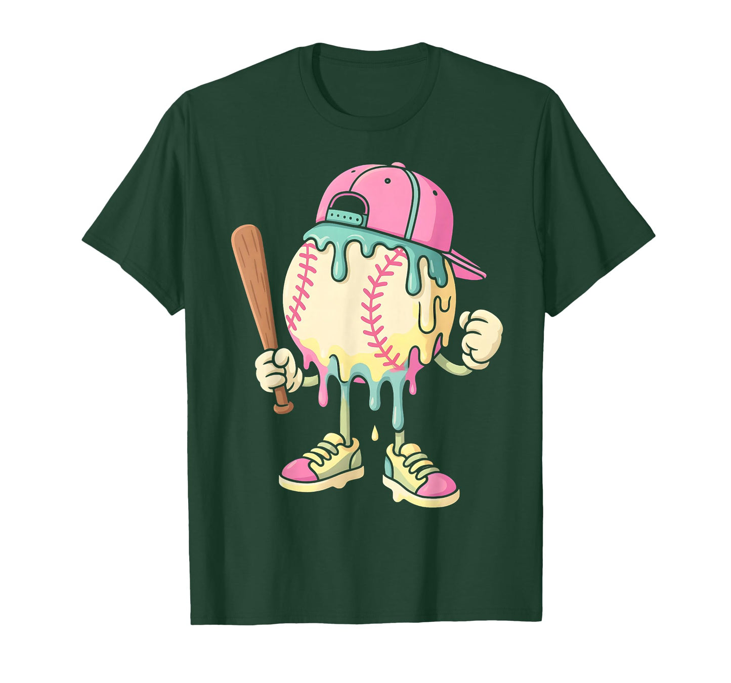Ice Cream Drip Baseball Spots Baseball Drip For Girls T-Shirt