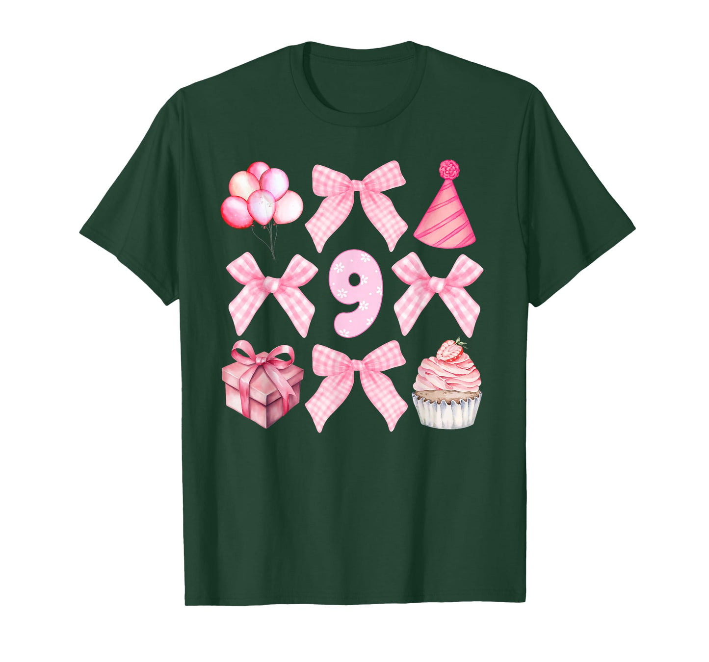 9th Coquette Birthday Party Nine Year Old Girl Coquette Bow T-Shirt