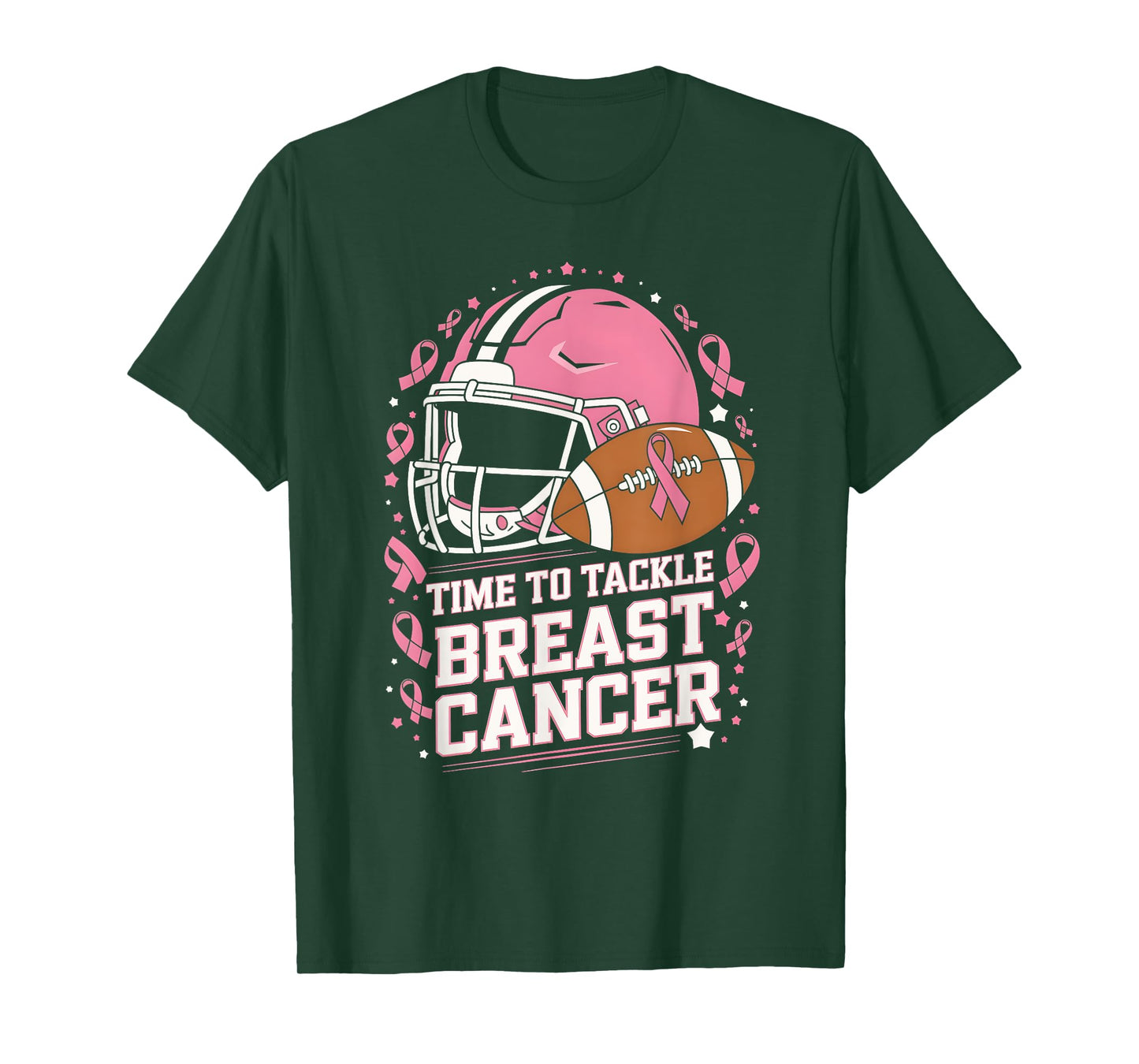 Tackle Football Breast Cancer Awareness Pink Ribbon Boys Kid T-Shirt