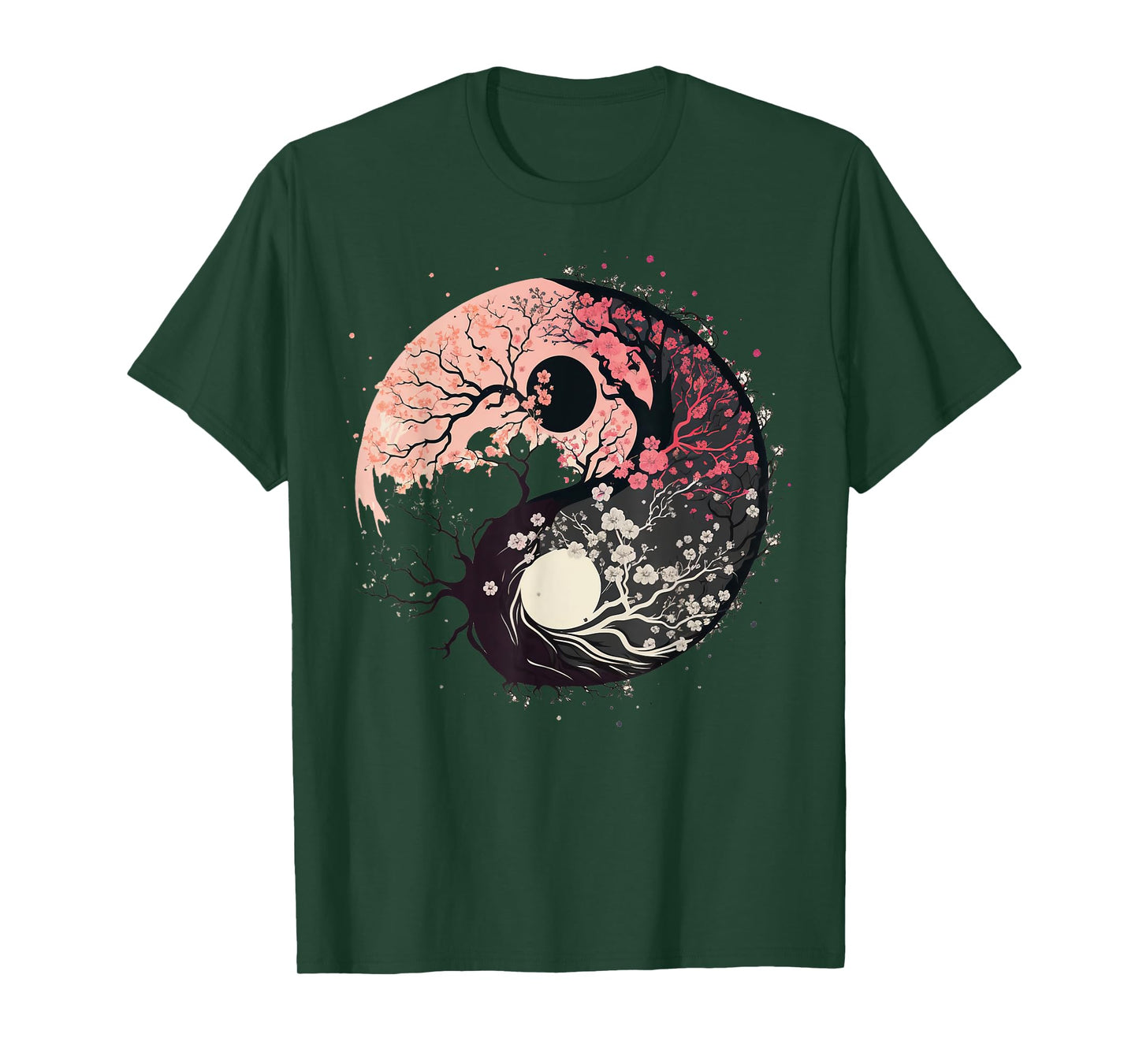 Cherry Blossom Taoism Yin Yang on Zen Taijitu Yin Yang T-Shirt