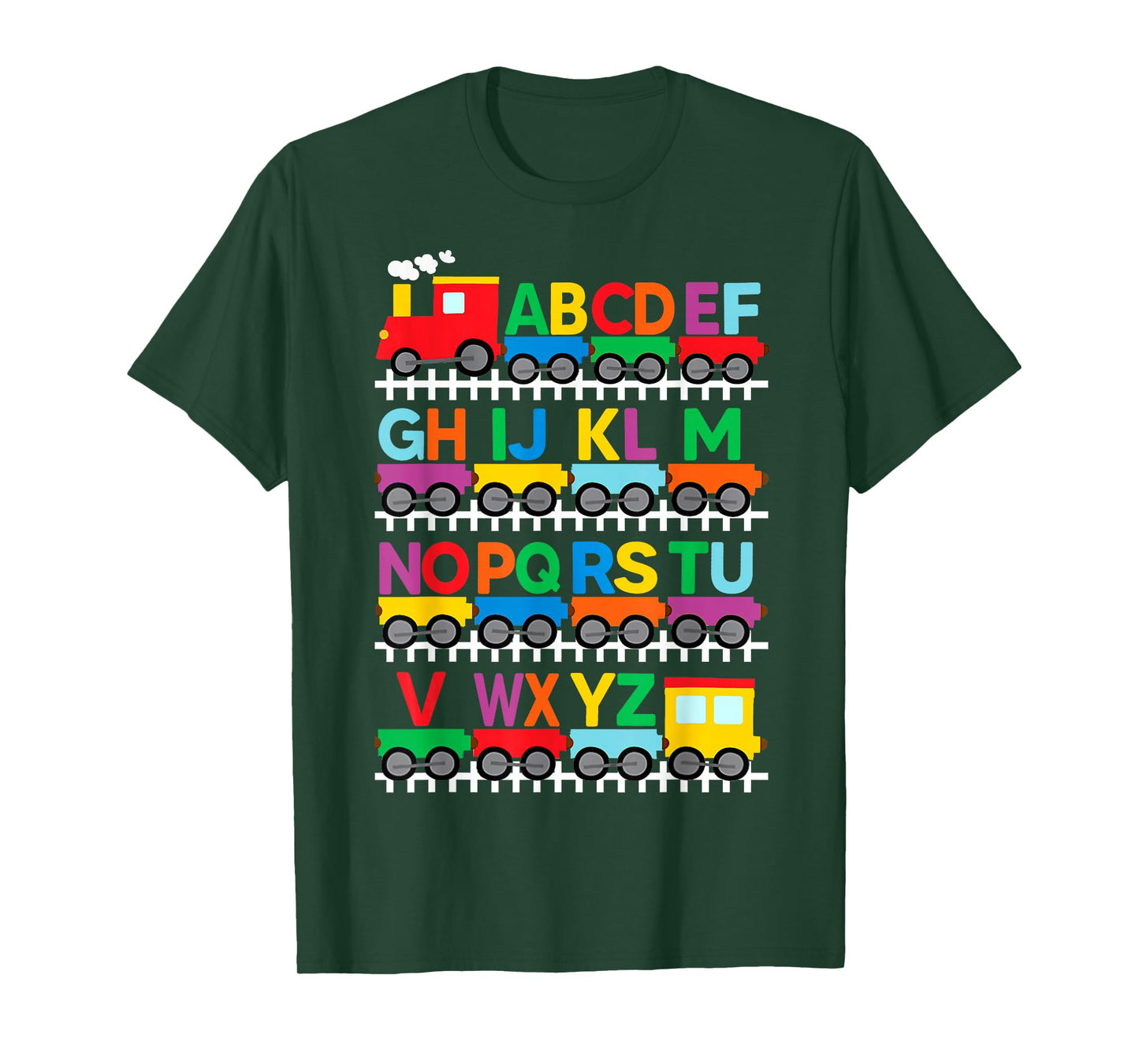 Train Railroad Lover ABC Alphabet A-Z ABCs Kindergarten Kids T-Shirt