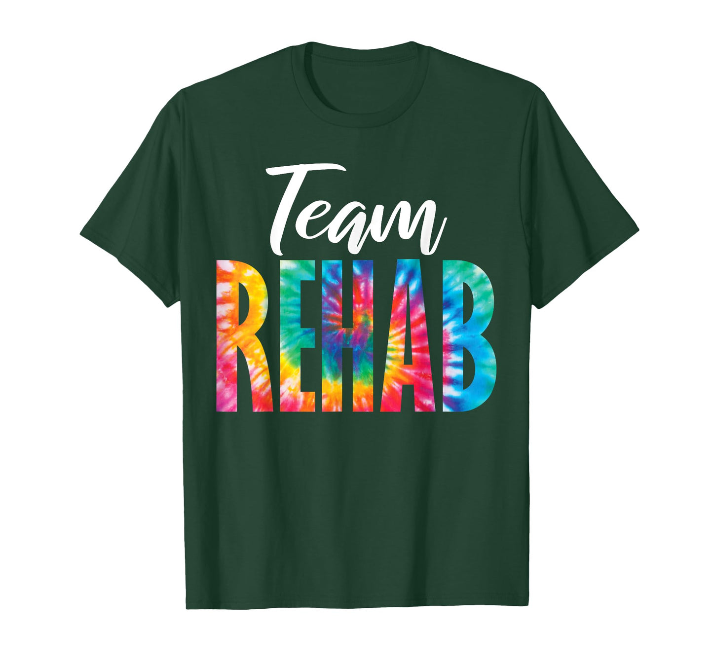 Rehabilitation Team Awareness Matching Crew Squad Tie Dye Team Rehab Unisex-Adults Black Short Sleeve Crew Neck T-Shirt