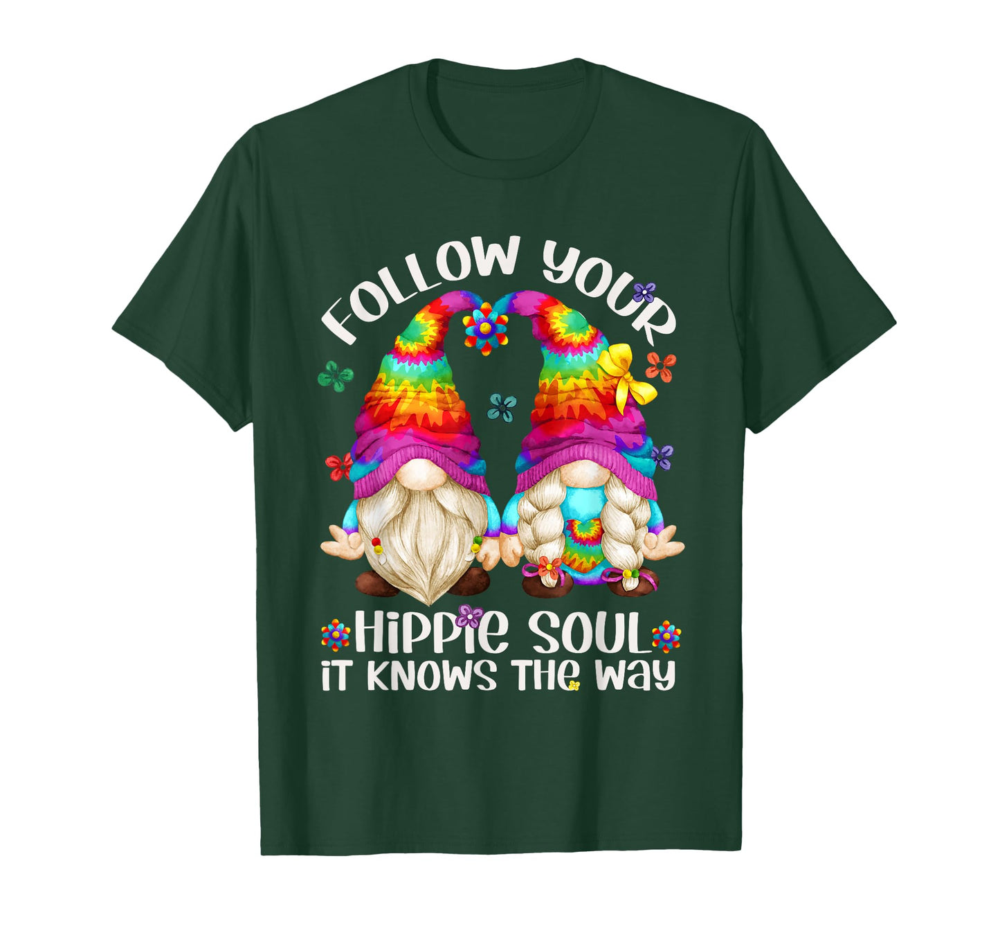 Hippie Soul Gnomies Makes Peace Sign - Cute Hippie Gnome T-Shirt