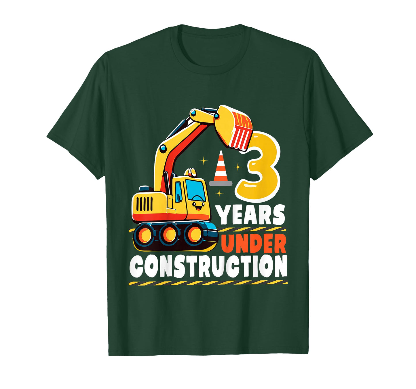 Kids 3 Years Under Construction Boy Three Year Old 3rd Birthday T-Shirt