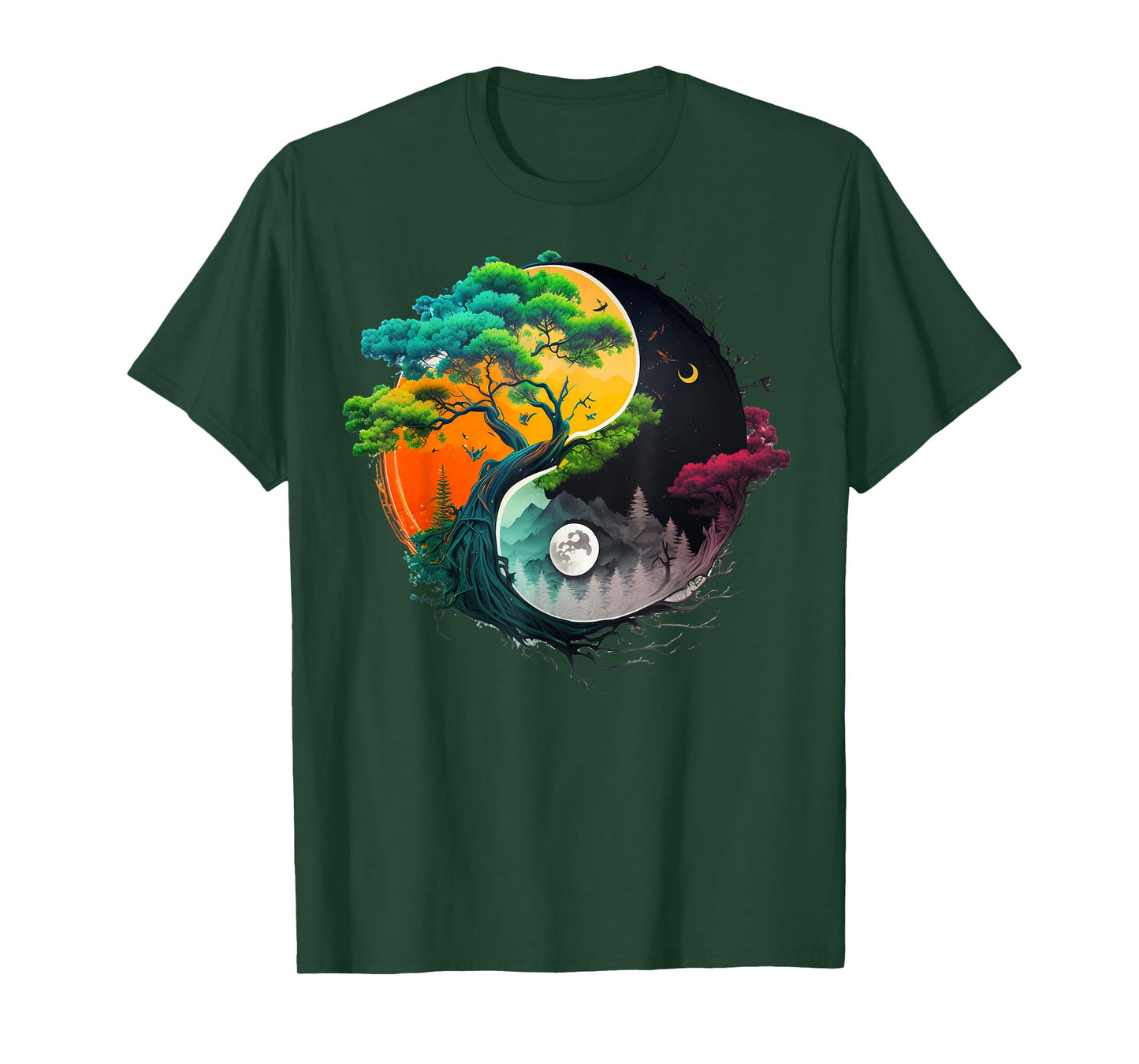Nature Taoism Yin Yang Symbol on Zen Taijitu Yin Yang T-Shirt