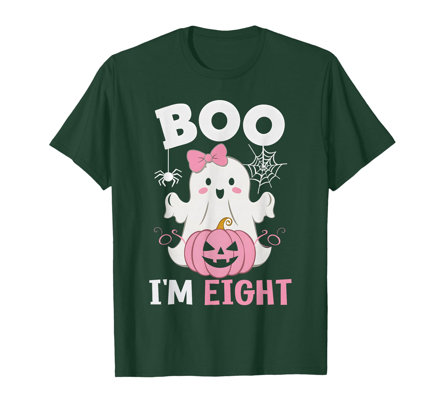 Ghost Boo I'm Eight Year 8th Birthday Girls Halloween Groovy T-Shirt