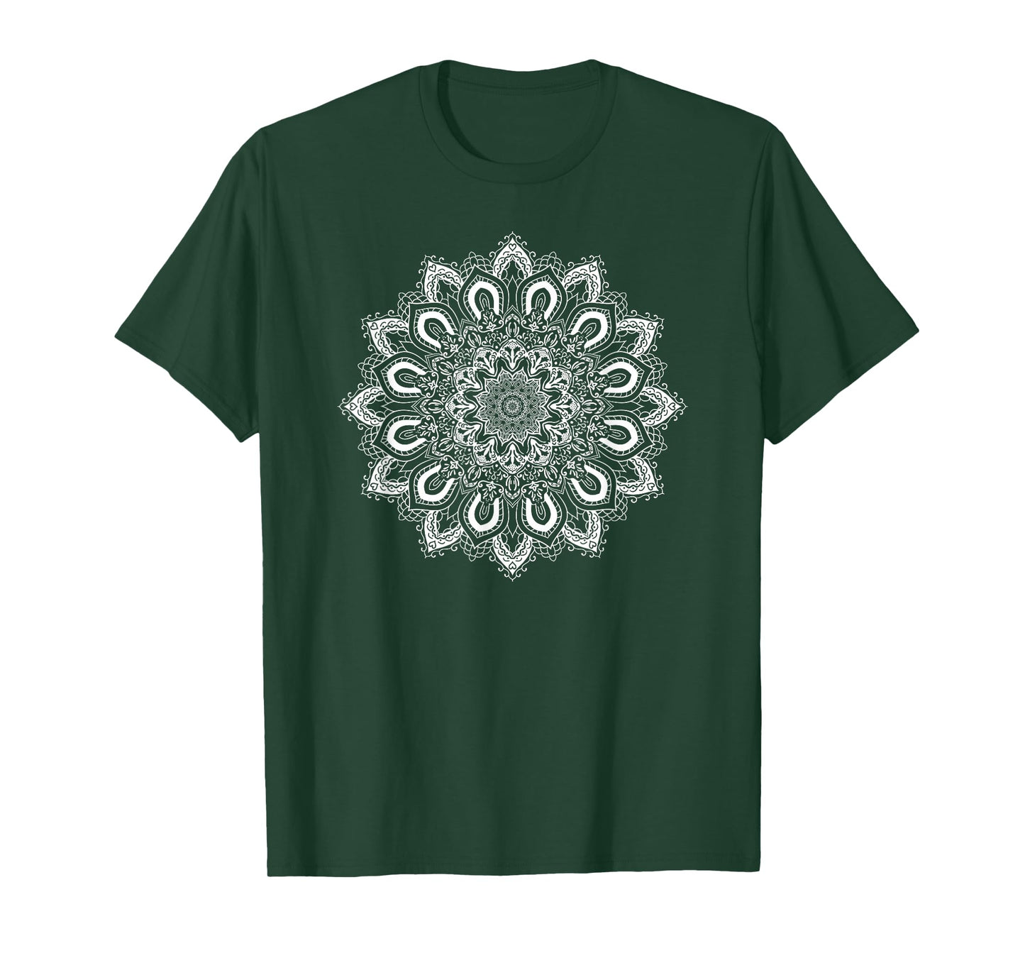 White Ornate Lotus Flower Yoga Mandala T-Shirt