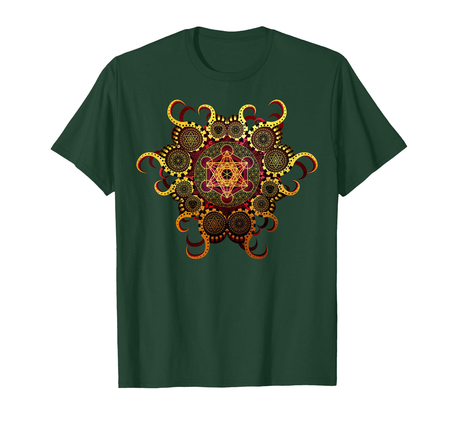 Gold Organic Merkaba Sacred Geometry Psychedelic Symmetry T-Shirt