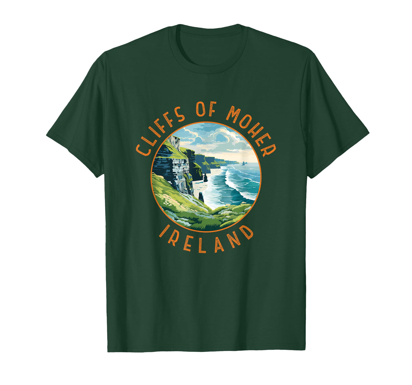 Cliffs of Moher Ireland Retro Distressed Circle T-Shirt