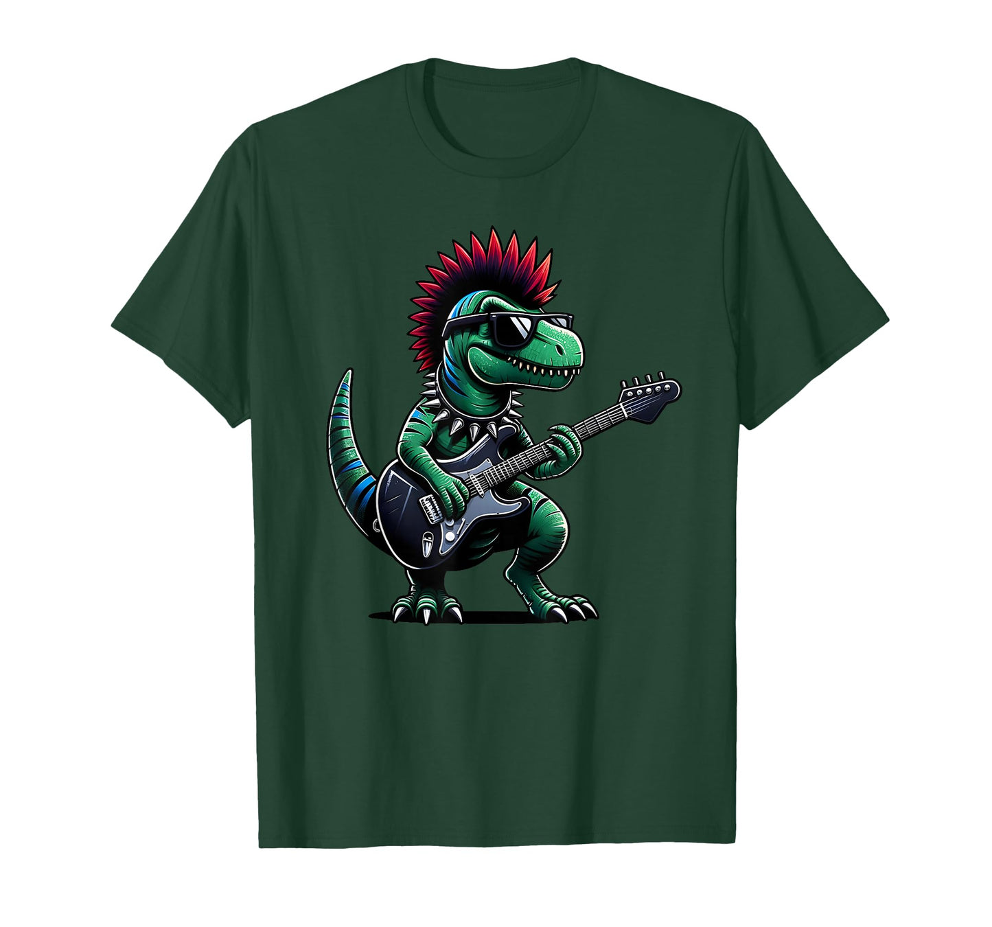 Cute Punk Dinosaur, Rock'n Roll Goth Dino, Guitar Band Funny T-Shirt