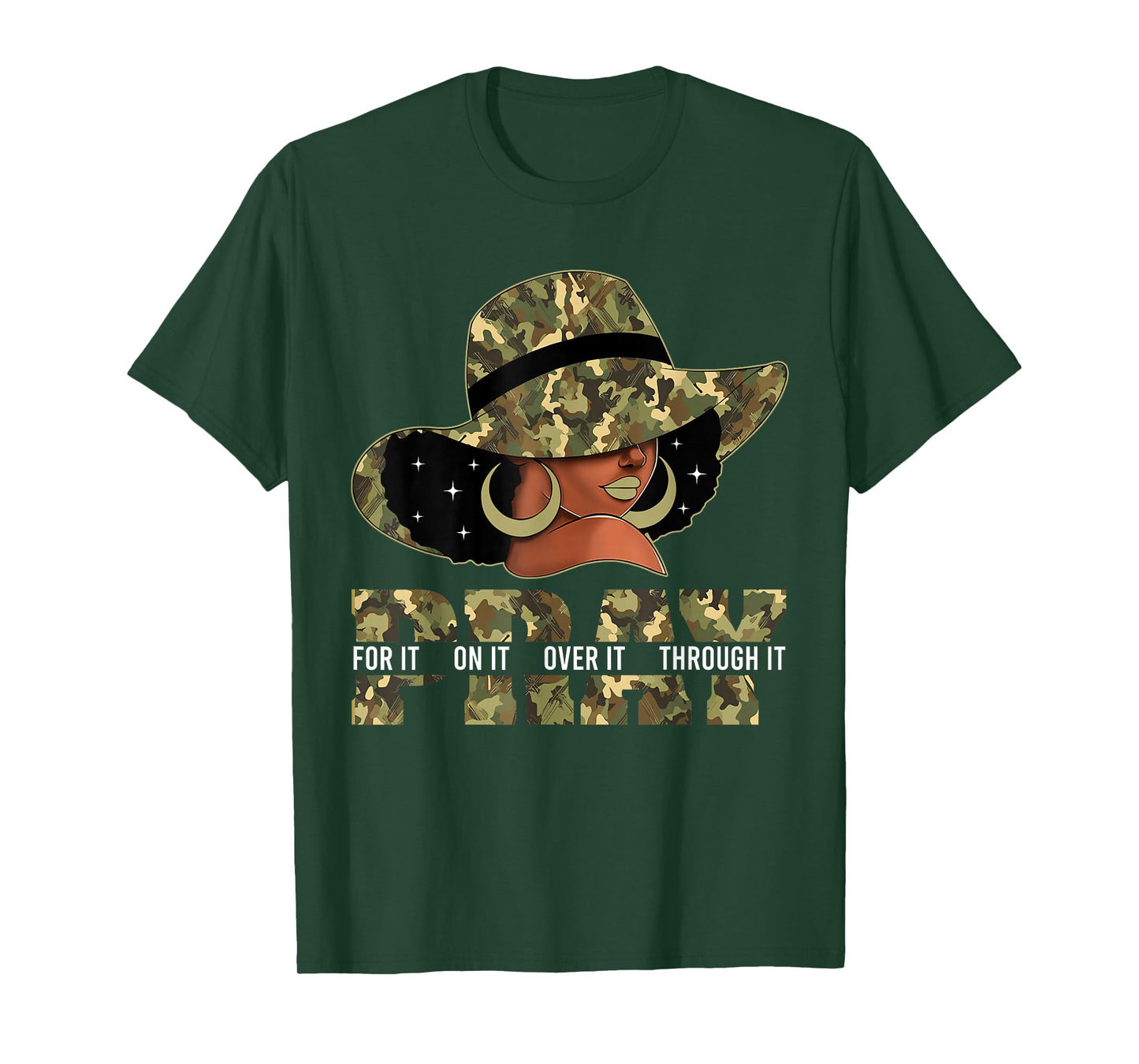 Pray On It Pray Over It Black Woman Afro Christian Sayings T-Shirt