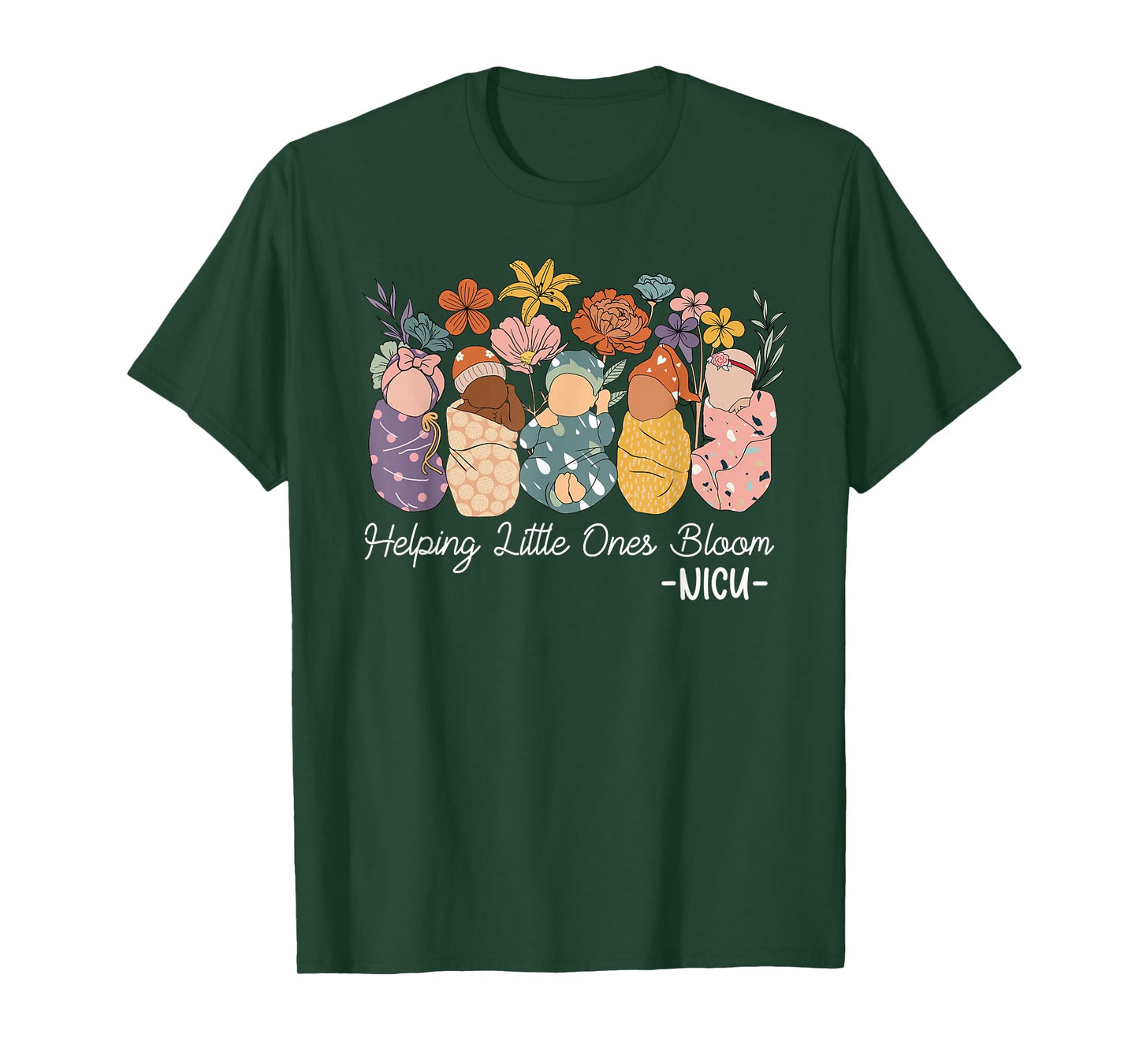 Retro Groovy Helping Little Ones Bloom NICU Nurse T-Shirt