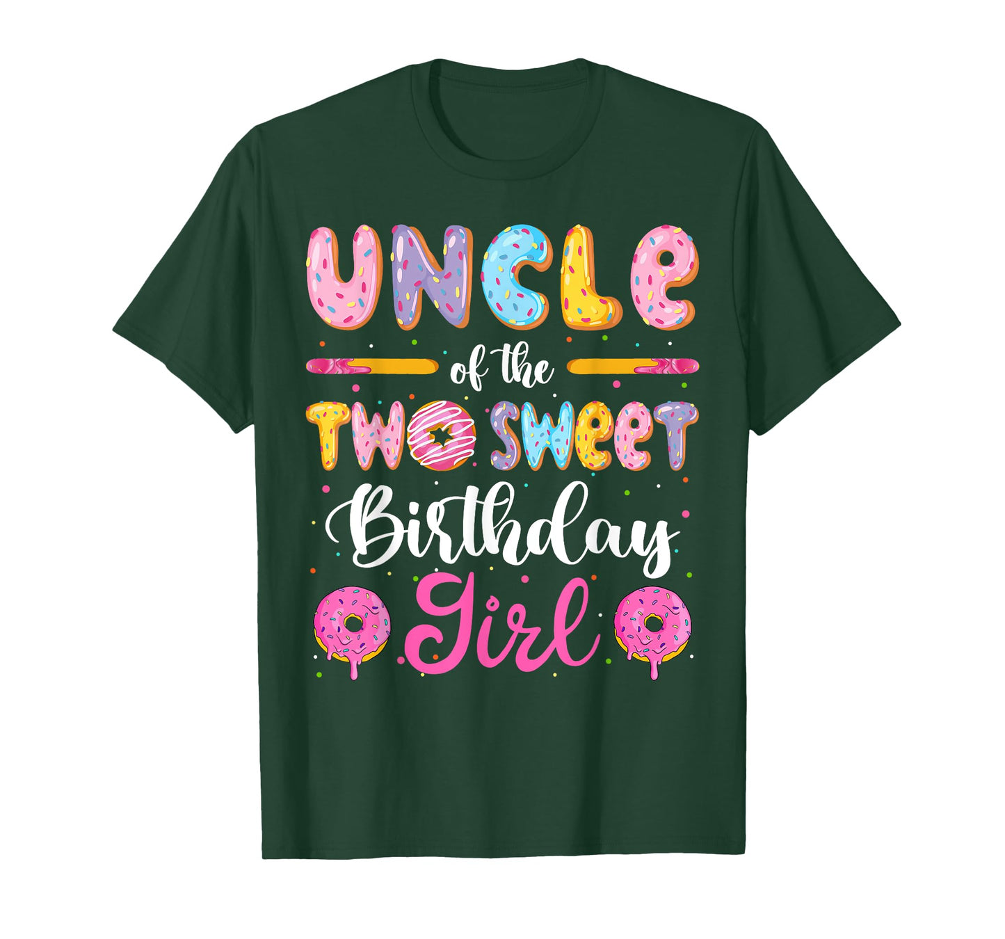 Uncle Of The Two Sweet Birthday Girl Donut 2Nd Birthday T-Shirt