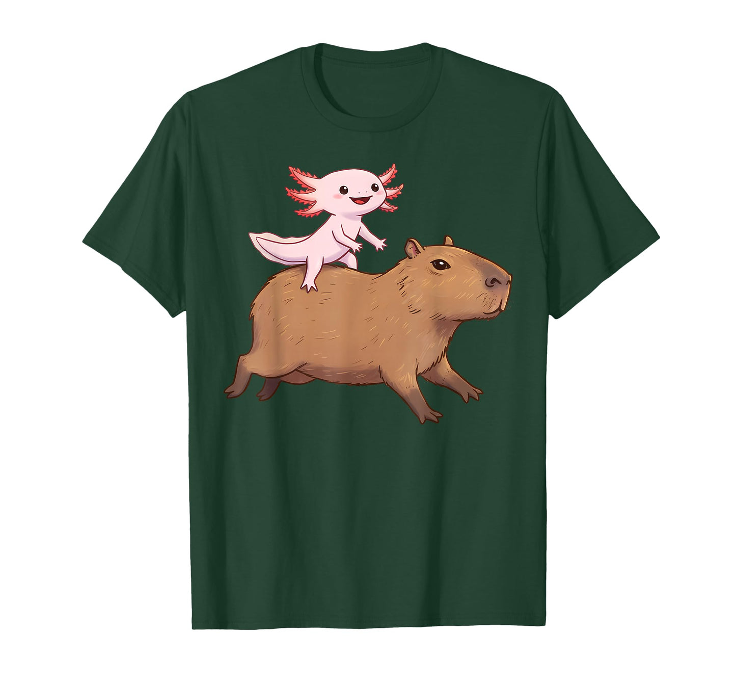 Funny Kawaii Axolotl and Capybara Lover Kids Girls Men Women T-Shirt
