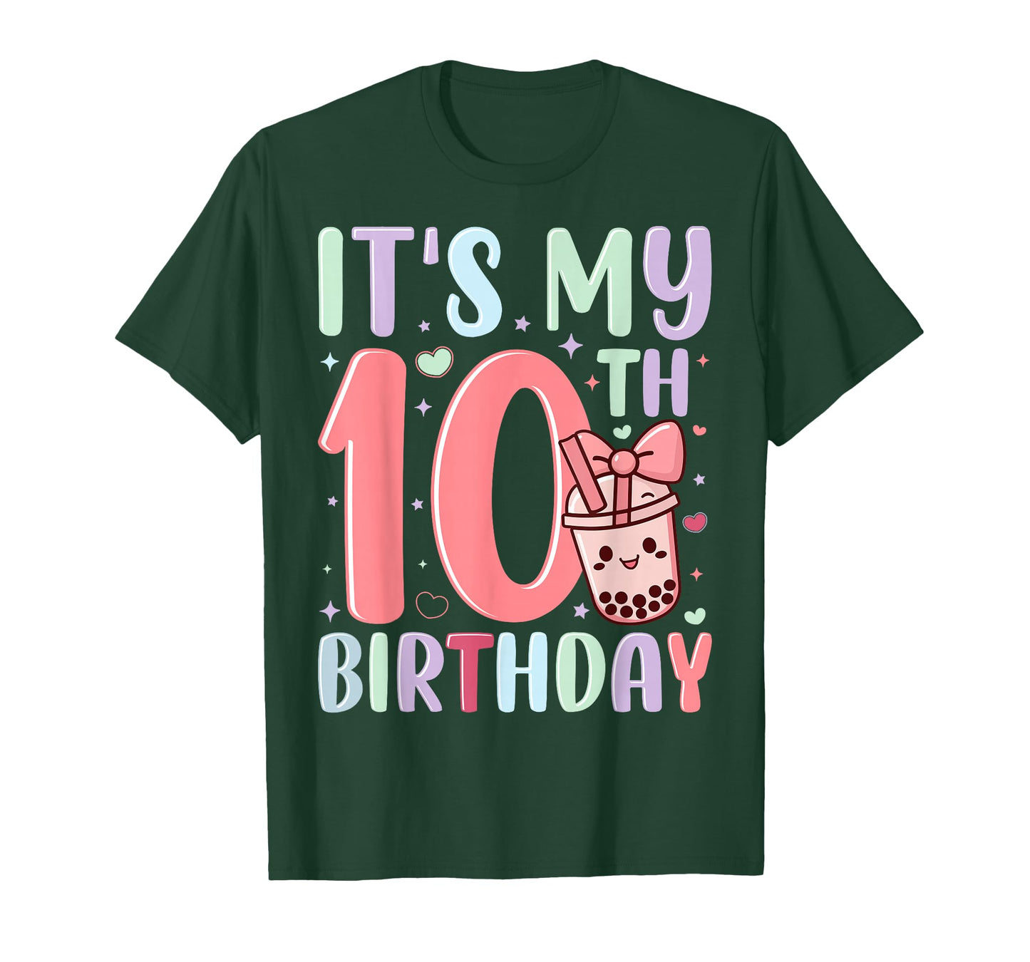 It's My 10th Birthday Bubble Boba Tea Party 10 Year Old Girl T-Shirt