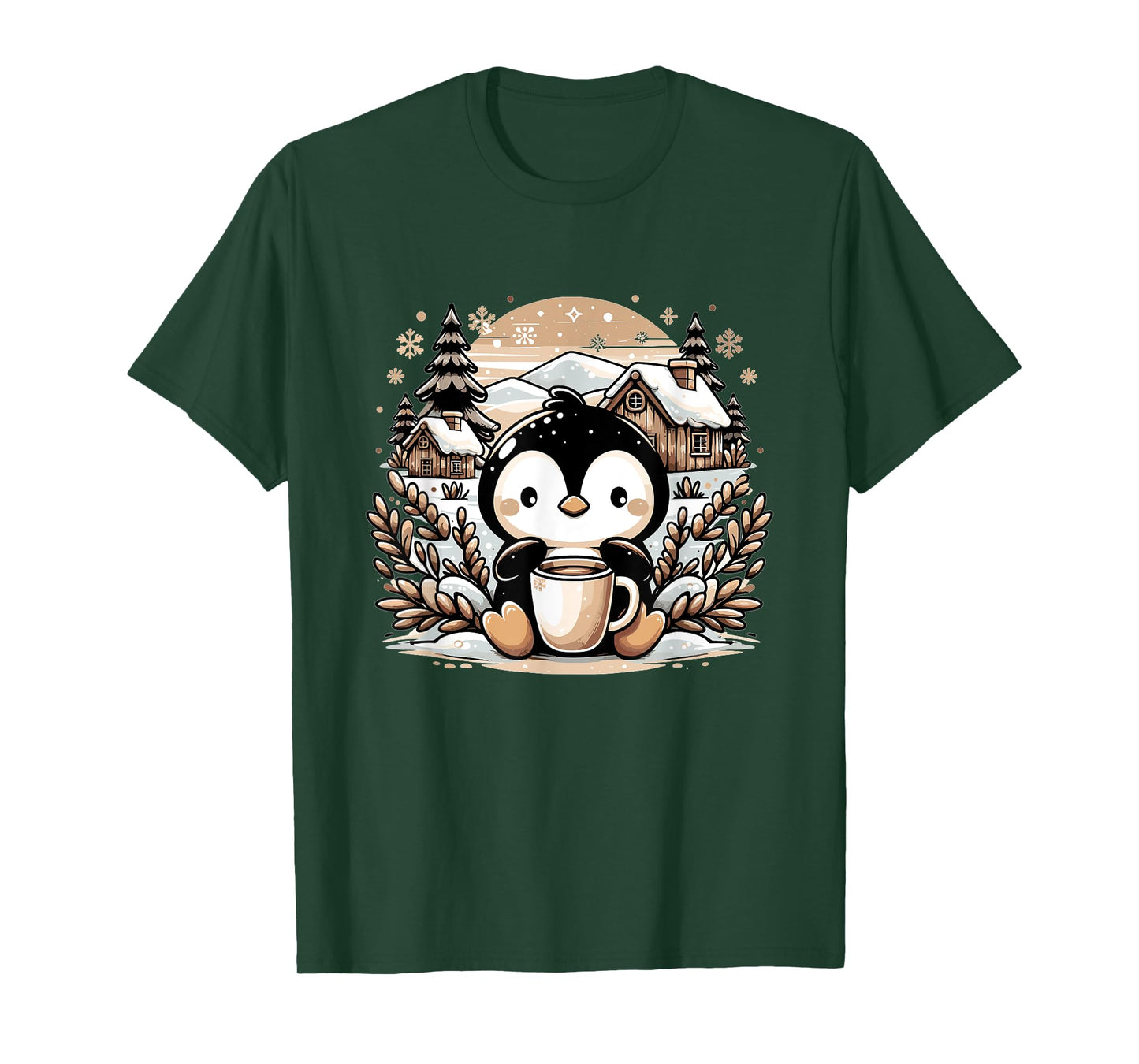 Penguin Coffee Winter Christmas Cute Funny Penguin T-Shirt