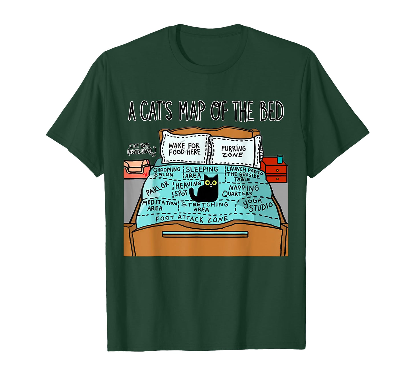 A Cat's Map of the Bed Shirt Funny Cat Lover Tee T-Shirt