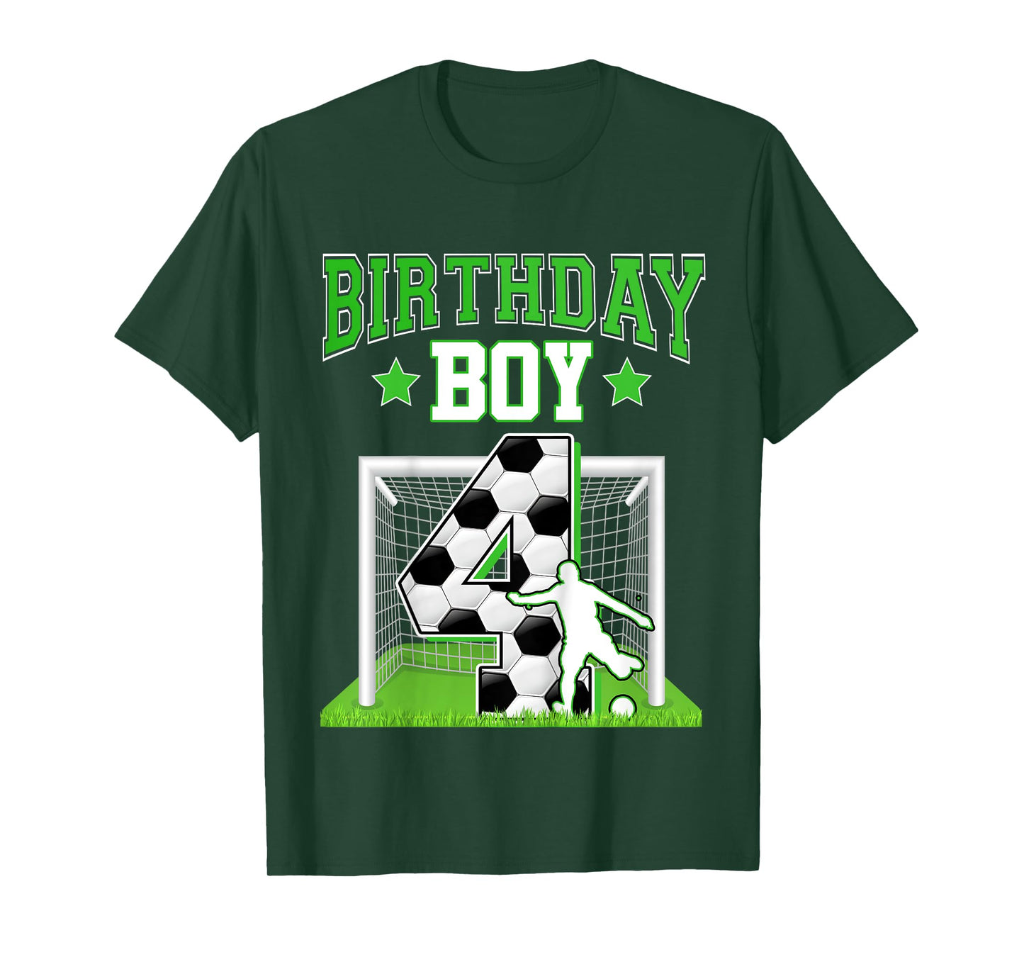 Kids Soccer Ball 4th Birthday Boy 4 Year Old Baller Player Party T-Shirt