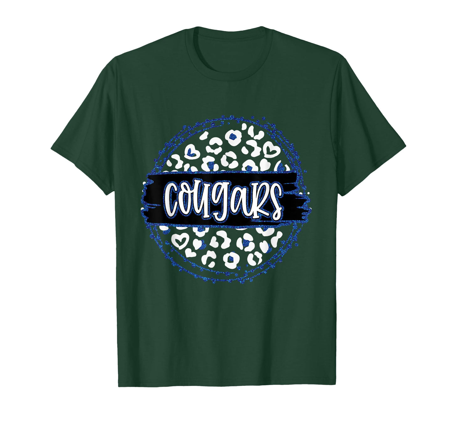 Cougars Blue Cheetah Leopard School Sports Fan Team Spirit T-Shirt
