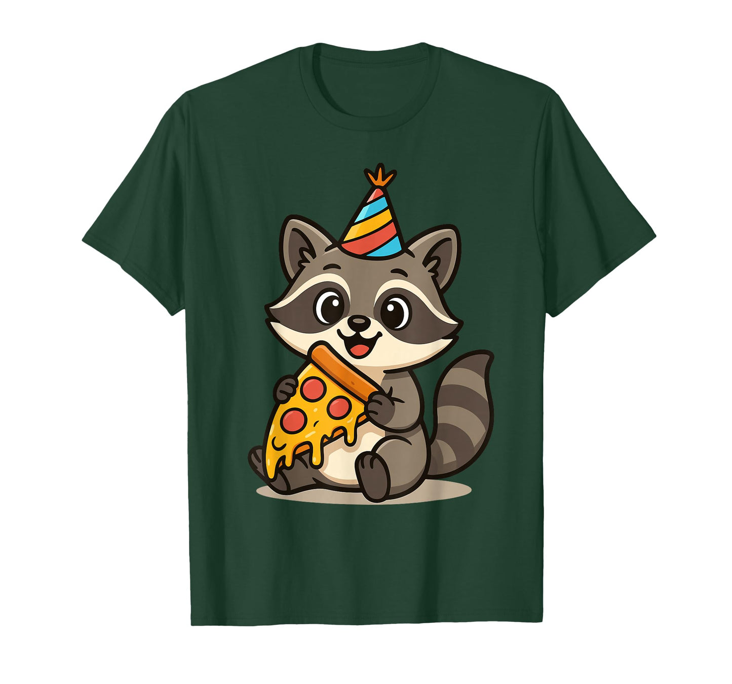 Birthday Raccoon Pizza Cute Kawaii Kids Birthday Party T-Shirt