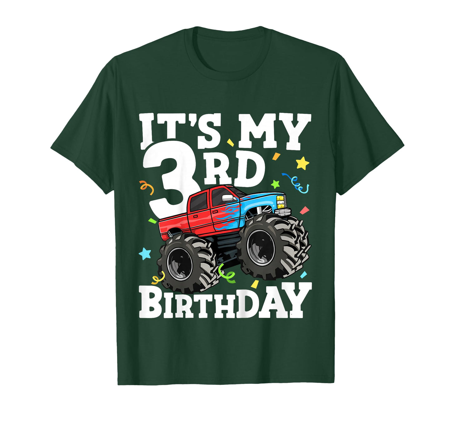 Kids Monster Truck It's My 3rd Birthday Boy 3 Three Toddler T-Shirt