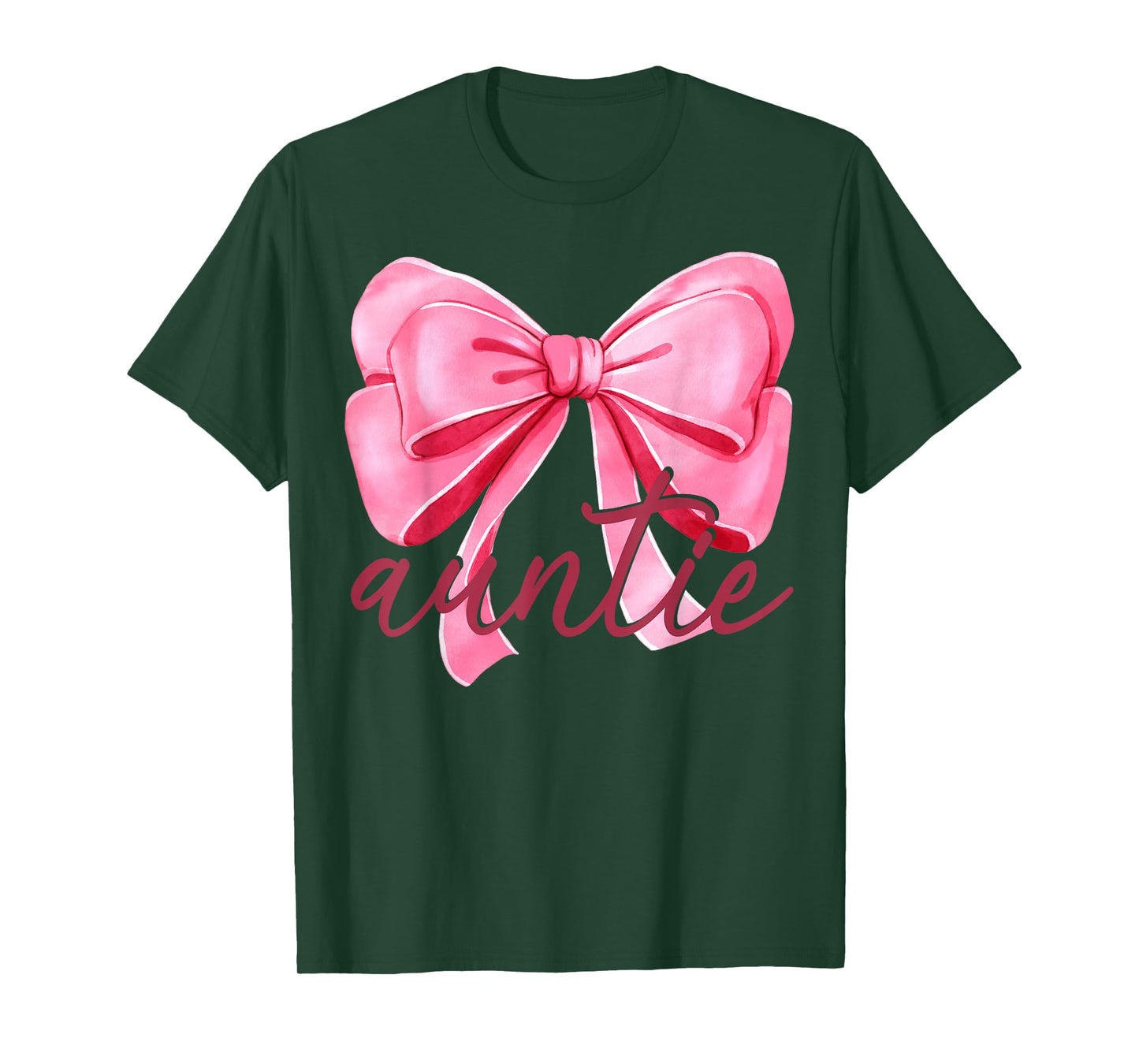 Auntie Pink Bow Birthday Baby Shower Family Pink Ribbon T-Shirt
