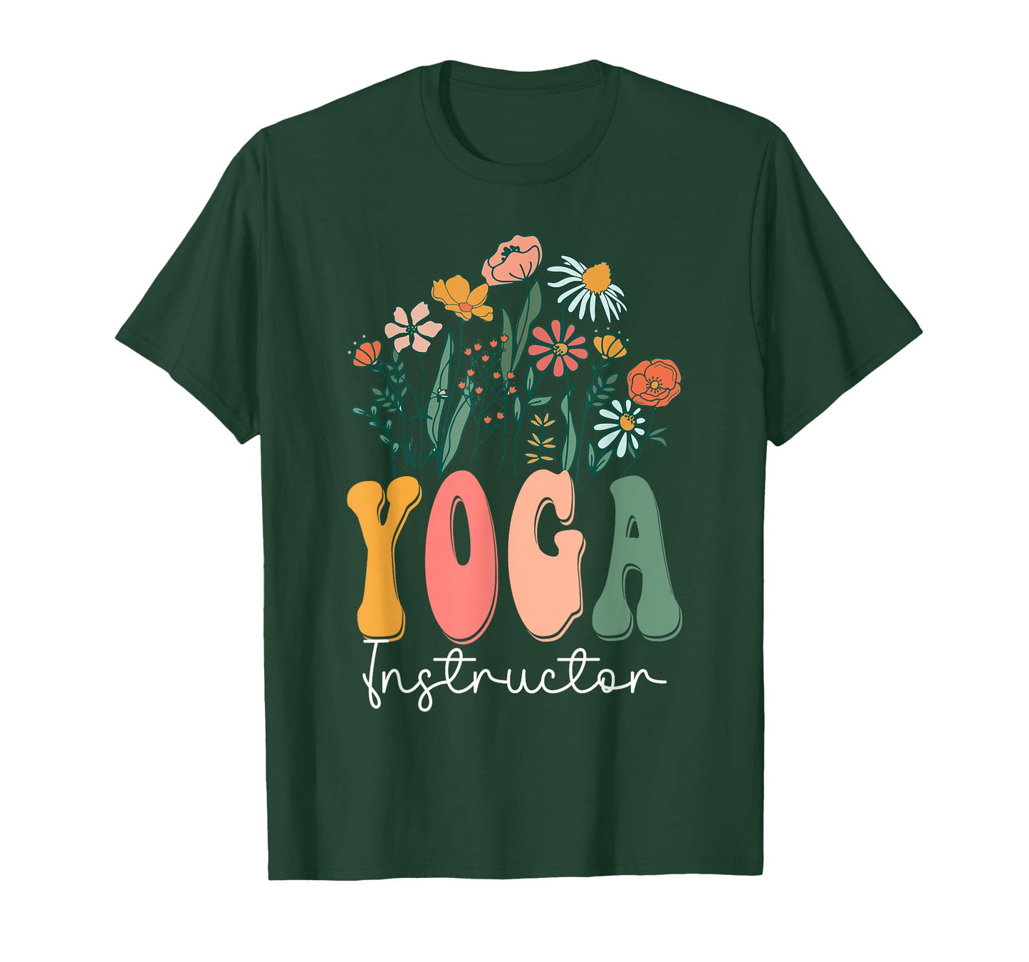 Retro Groovy floral Yoga Instructor Wildflower Tees For T-Shirt