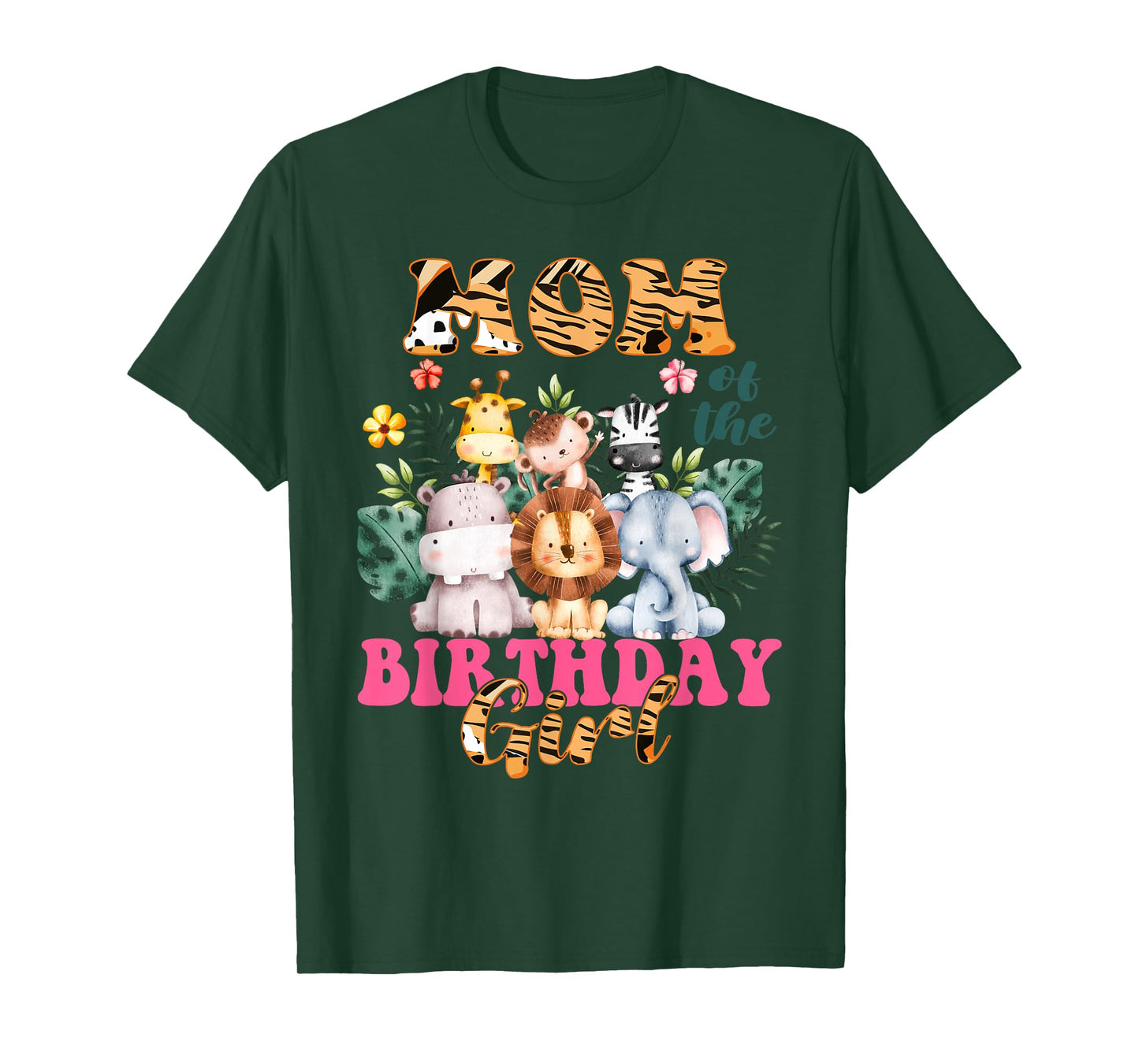 Mom Of The Birthday Girl Zoo Theme Animal Party Safari Cool T-Shirt
