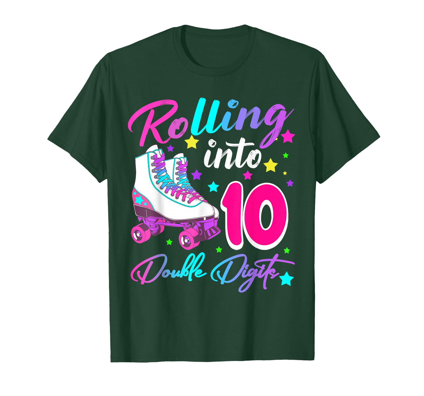 Rolling Into 10 Double Digits Roller Skates 10th Birthday T-Shirt