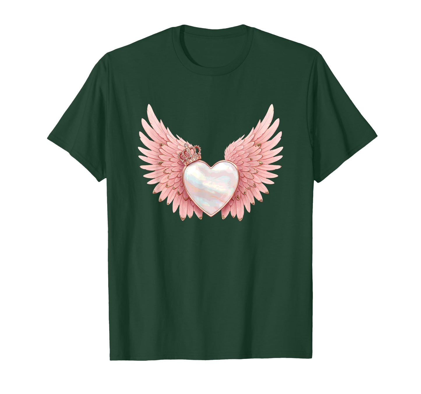 Angel Heart with Crown and Pink Wings T-Shirt