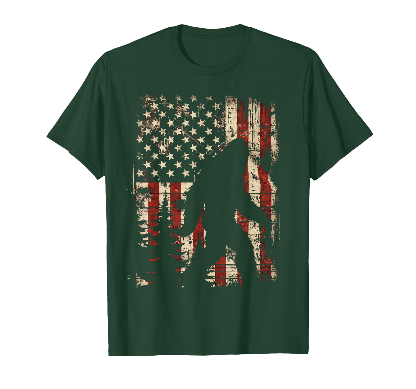 Bigfoot Sasquatch America Flag Patriotic Men Women Kids T-Shirt
