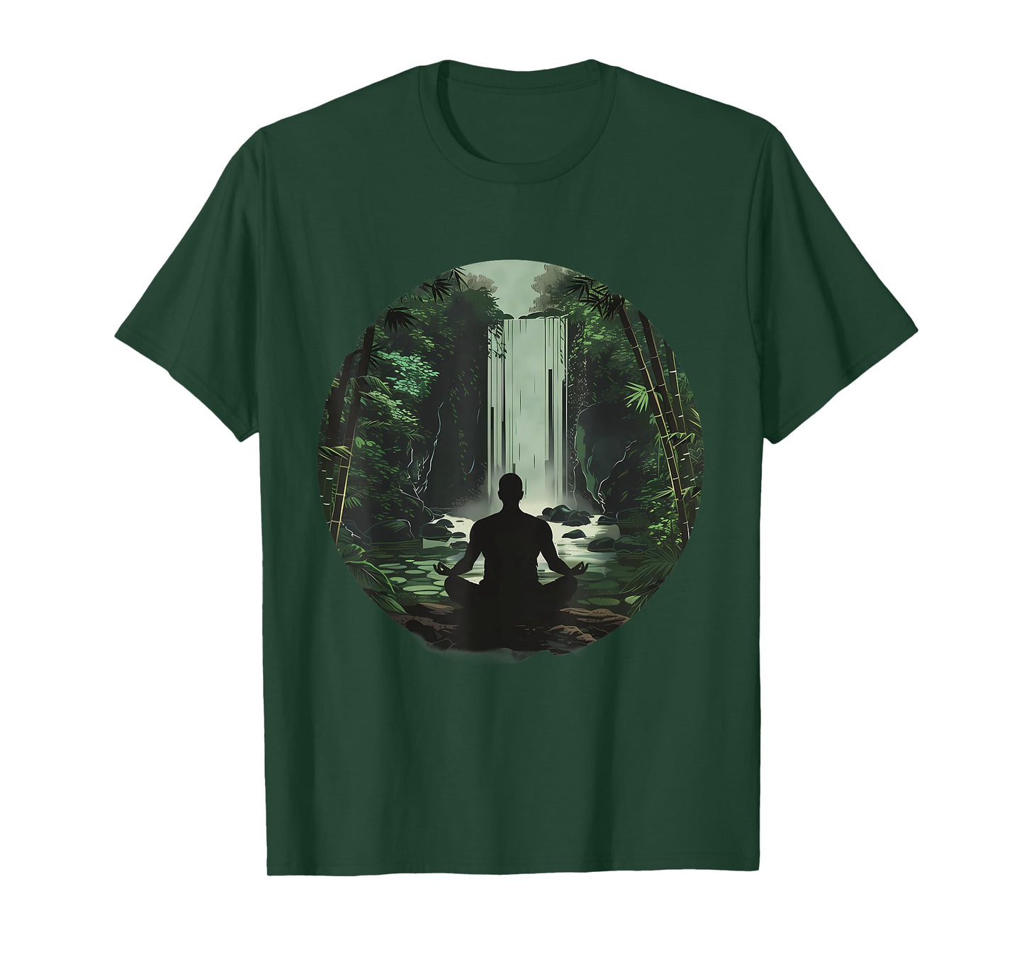 Meditation Zen Buddha Waterfall Buddhist Hindu Yoga Nature T-Shirt