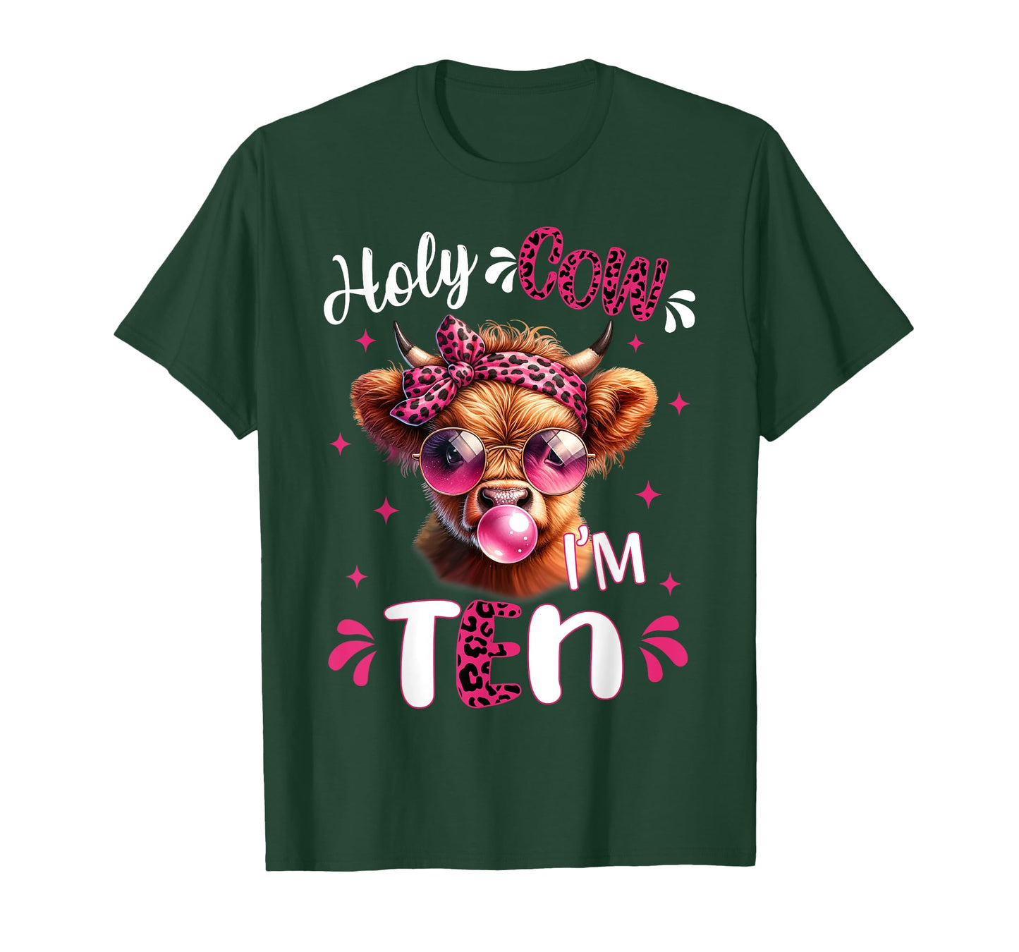 I'm Ten Years Old Girl It's My 10th Birthday Highland Cow T-Shirt