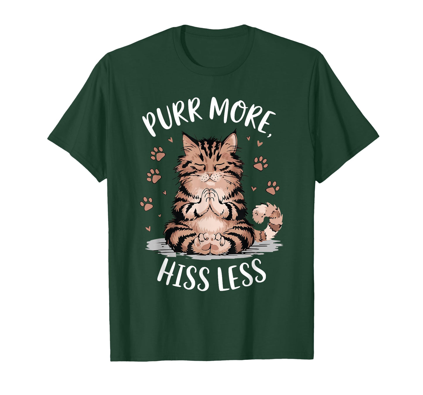 Purr More Hiss Less Yoga Cute Meditation CatTee T-Shirt
