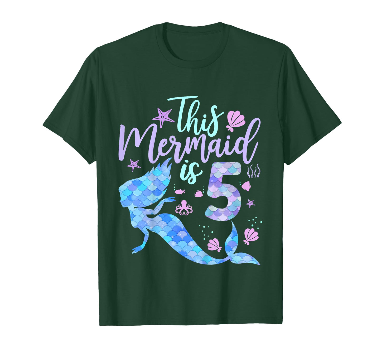 Kids This Mermaid is 5 Birthday Girls Mermaid T-Shirt