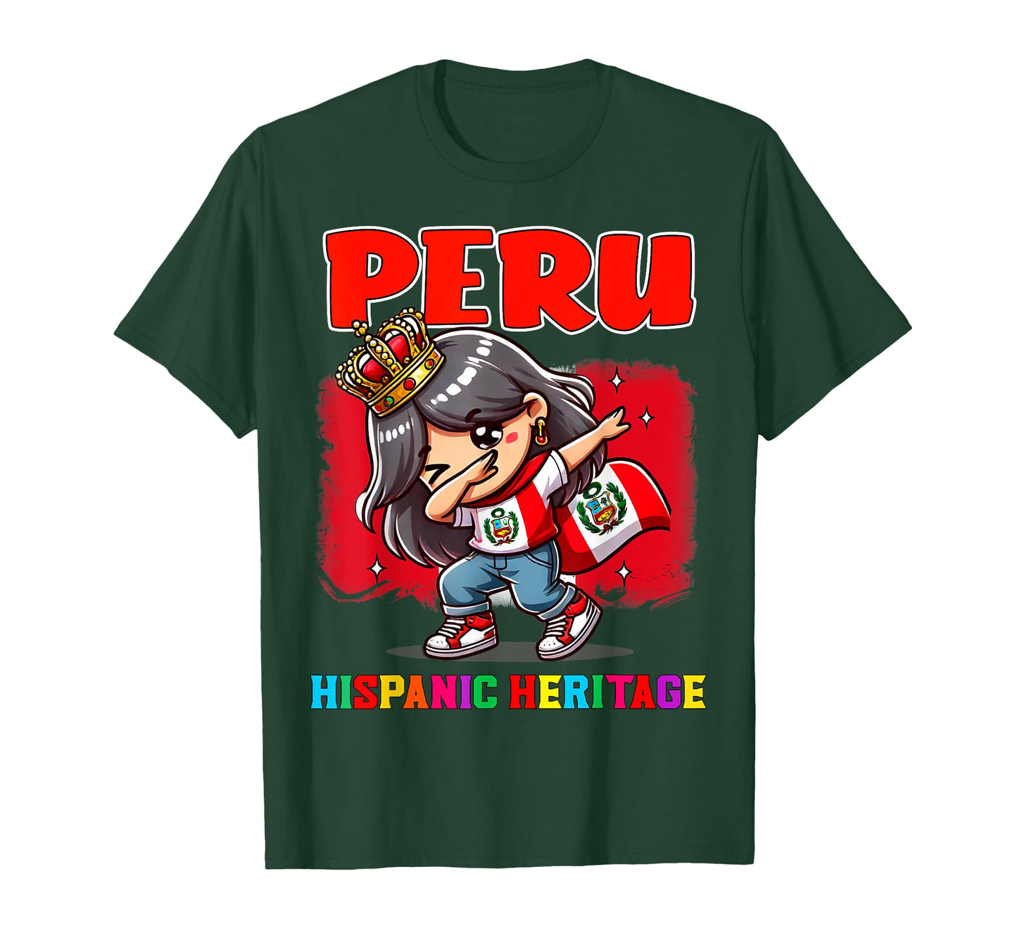Peru Dabbing Girl Hispanic Heritage Celebration for Kids T-Shirt