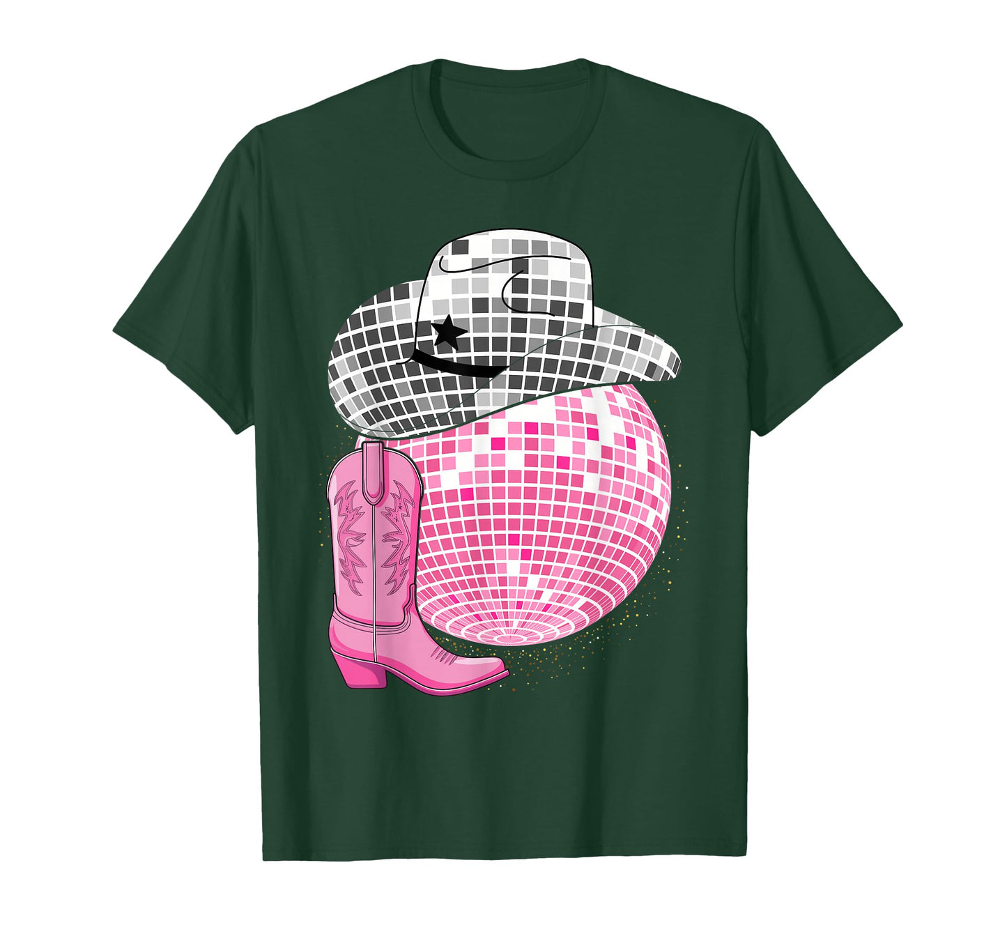 Cowgirl Pink Disco with Cowboy Hat Retro T-Shirt