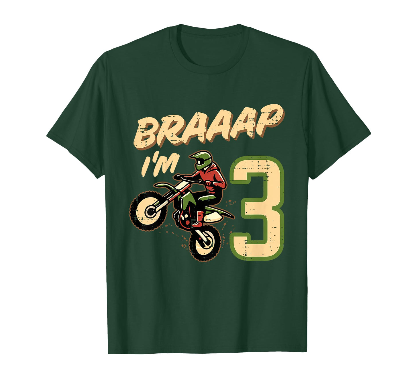 Kids Braaap Im 3 Dirt Bike 3rd Year Birthday Bday Motocross Boys T-Shirt