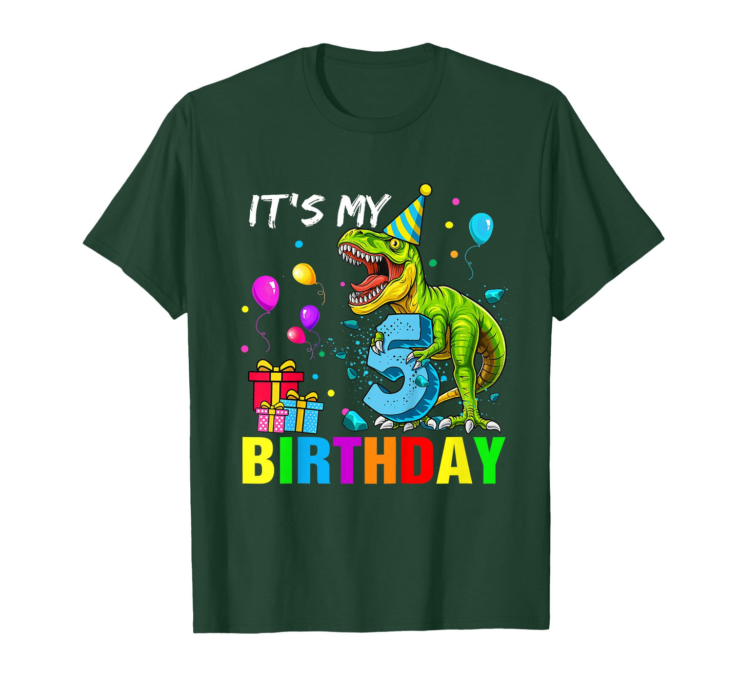It's My 5th Birthday T-Rex Happy 5 Year Dinosaur Shirt Boys T-Shirt
