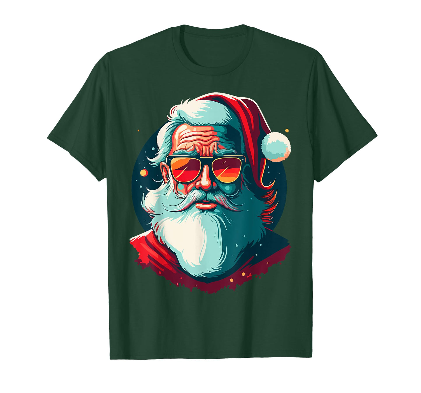 Santa Face Retro Sunglasses Christmas Xmas Men Women T-Shirt