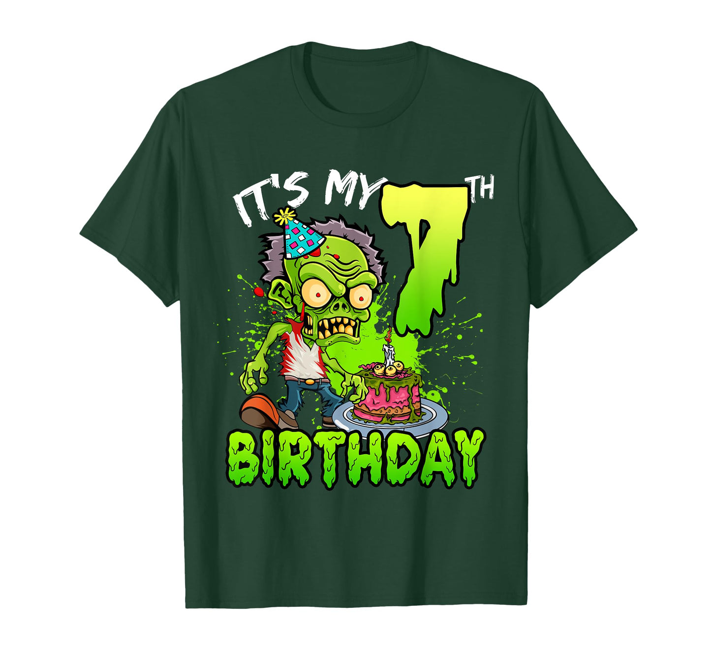 It's My 7th Birthday Zombie Lover 7 Year Old Boys Girls T-Shirt